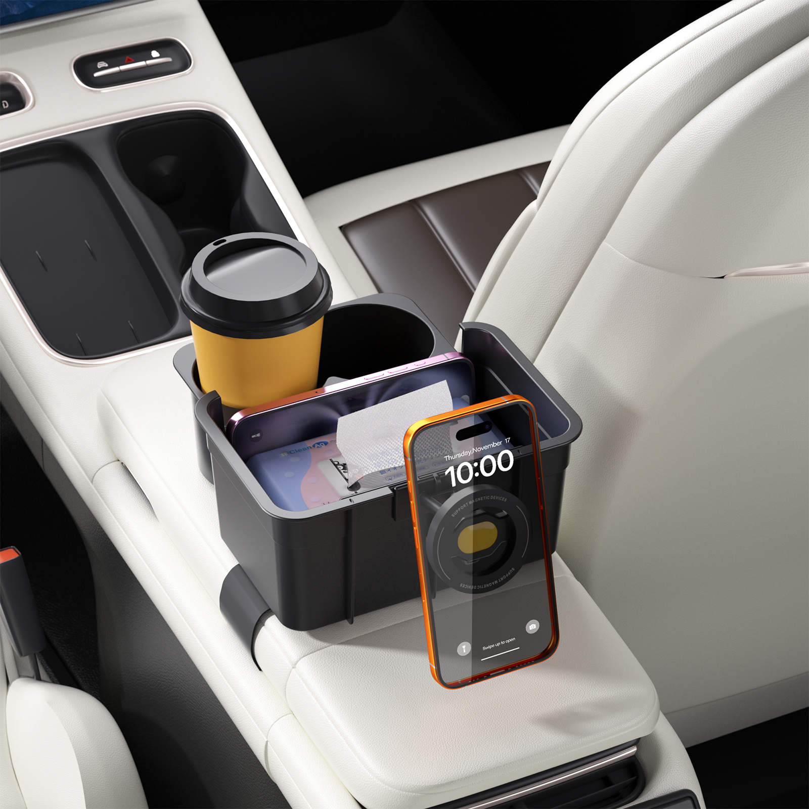 1021F90TP09 Car Armrest Storage Box with Phon